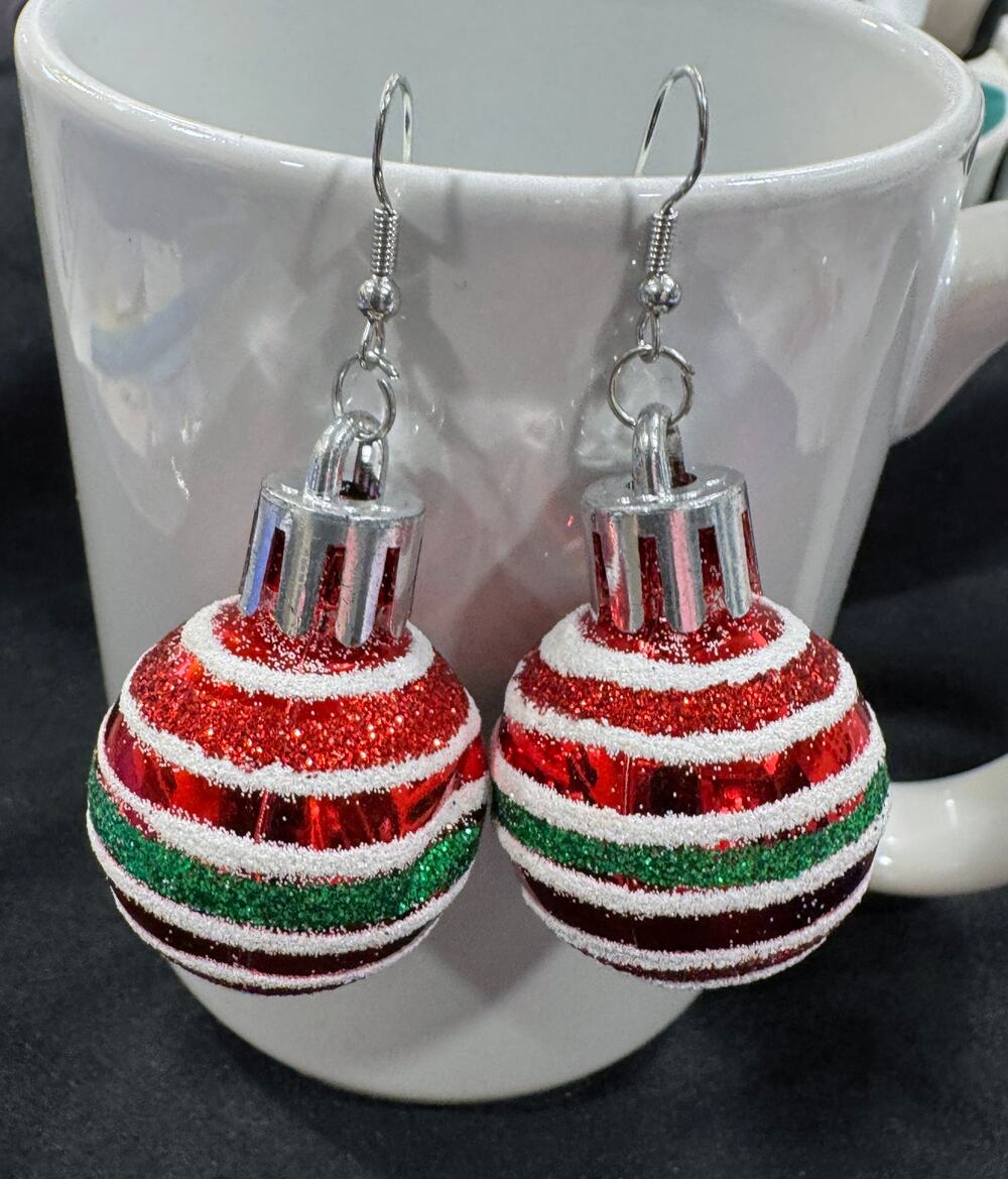 Priced Reduced Red and Green Christmas Ornament Drop Earrings New E209